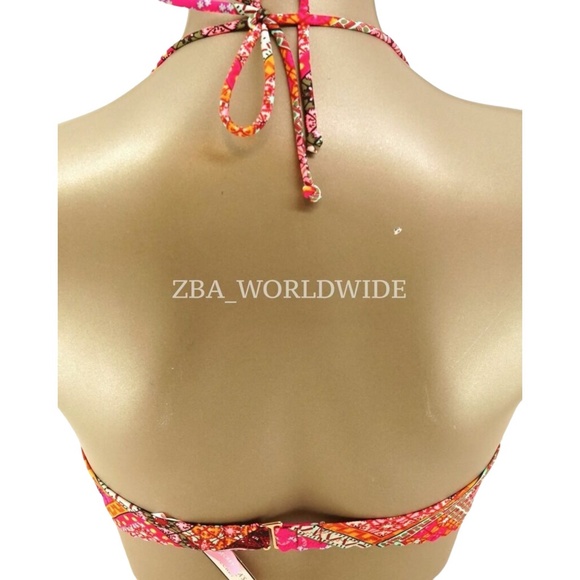 Victoria's Secret Red Patchwork Paisley Getaway Halter Swim Top 32B - Picture 2 of 2